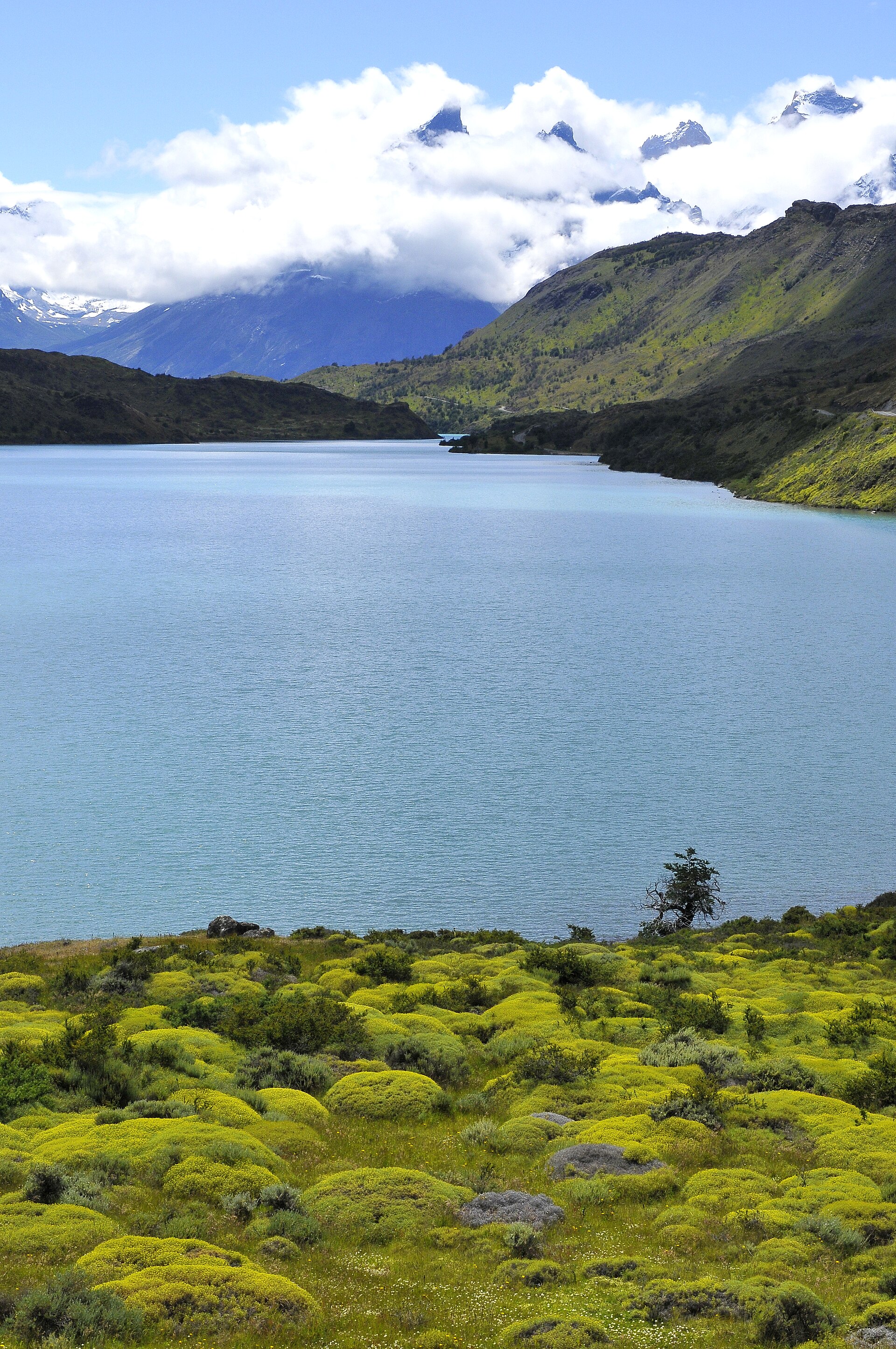 Lago Pehoé y montañas de Torres del Paine